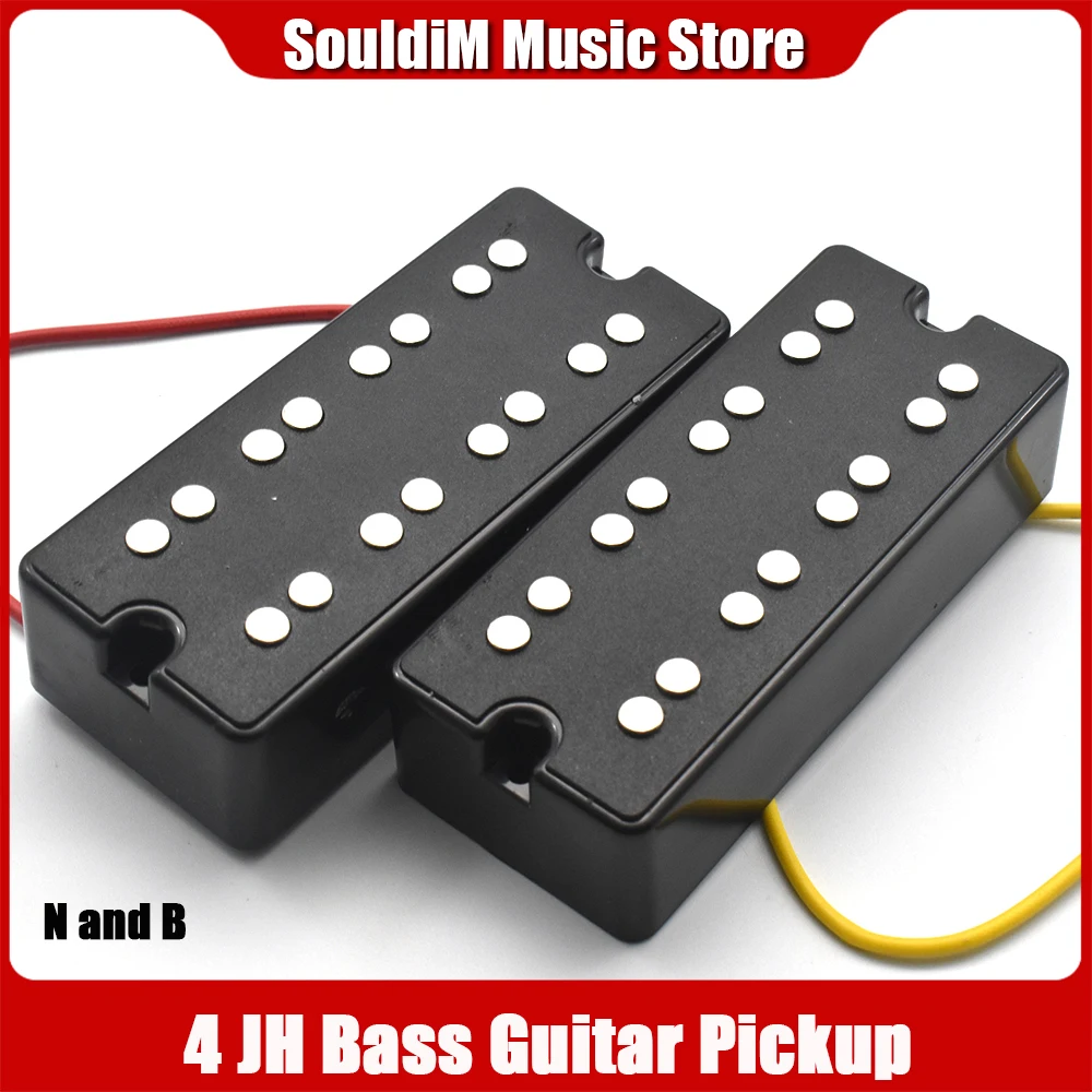 1Set Black Open Sealed 4 String Bass Guitar Pickups Humbucker 2 Mounting Screw Hole - Neck & Bridge