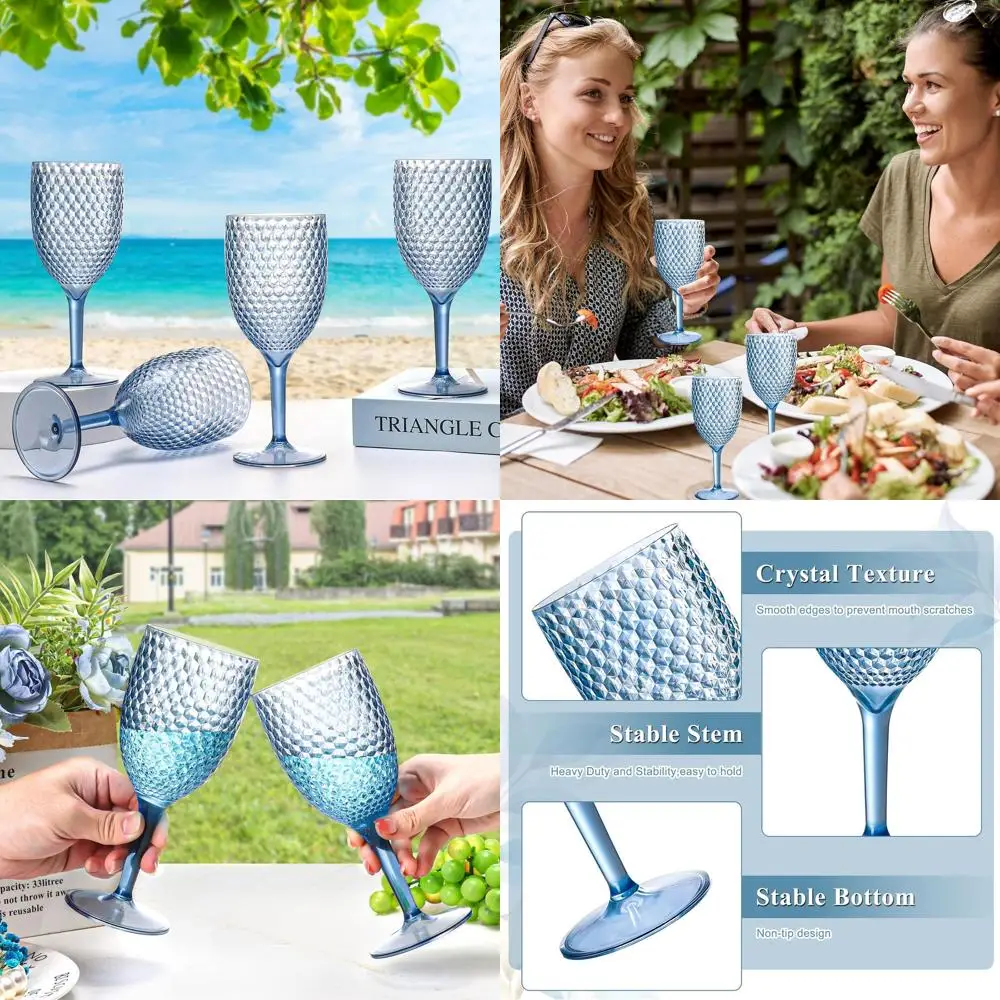 

Многоразовые акриловые бокалы для вина емкостью 13,5 унции с длинными ножками для свадеб, вечеринок и ресторанов