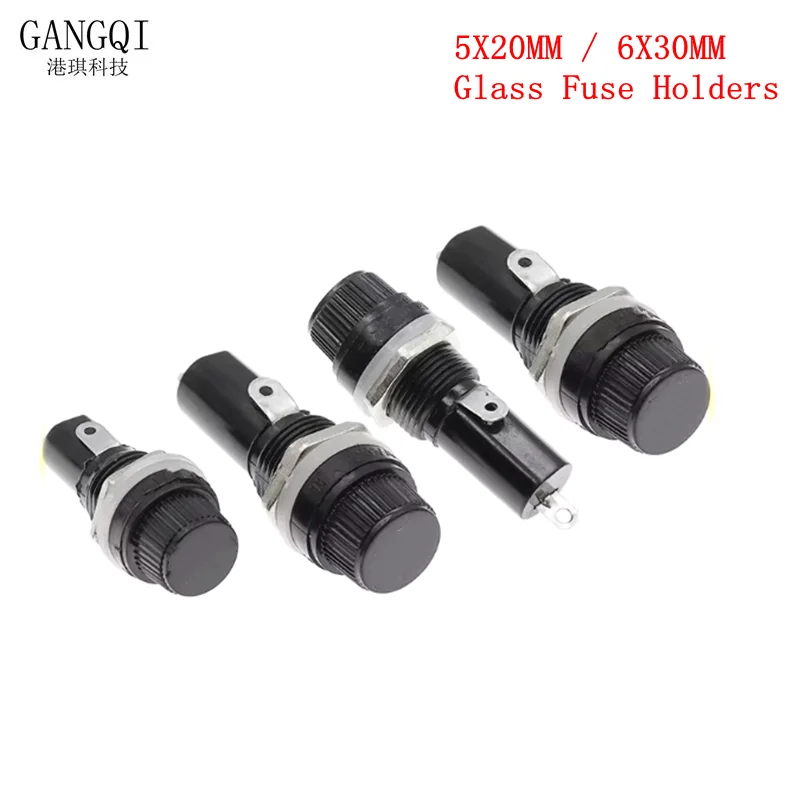 5PCS 5*20mm 6*30mm Glass Fuse Holders 5x20 6x30 Insurance Tube Socket Fuse Holder for insurance Panel Mount Fuse Holder