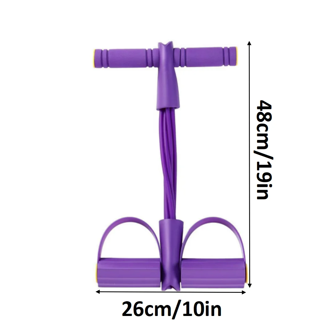 Multifunctional Sports Resistance Rope with 6 Tubes And Foot Pedals Yoga Leg Puller Sit-Up AB Trainer for Home Fitness Exercise