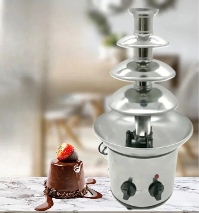 220V/110V Chocolate Fountain Machine Baking Hotel Buffet Small Four Layer DIY Chocolate Waterfall Melting Noodle Sauce Machine