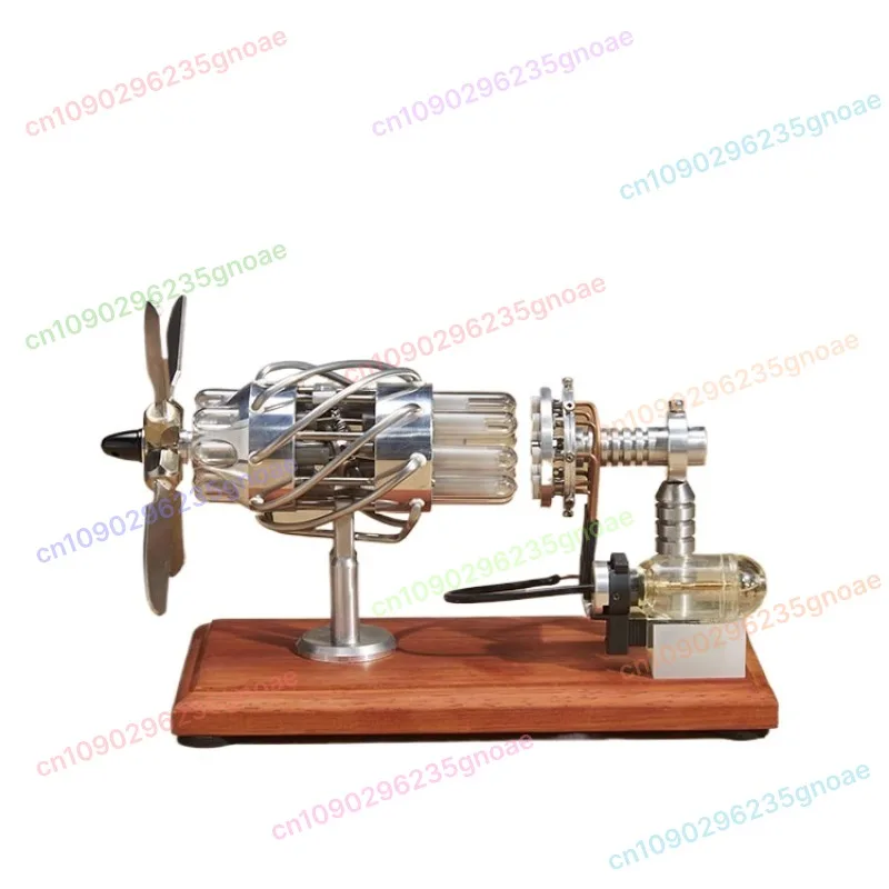 

Burn fuel 16-cylinder swashplate Stirling engine model, can start luminous tabletop ornament gift