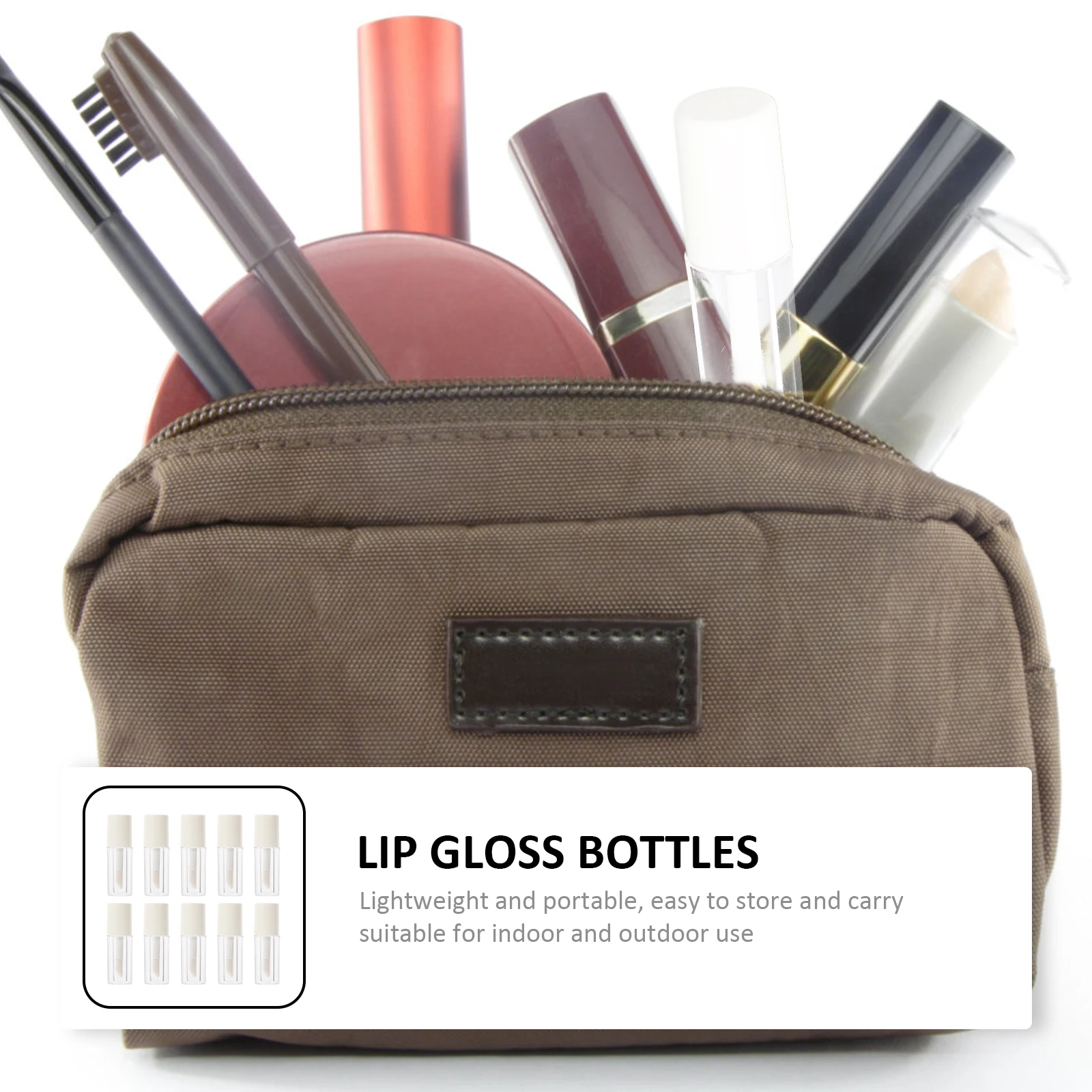 10 pièces Tubes de brillant clair vide 1 2ml blanc brillant à lèvres Tubes capuchon Portable bricolage échantillons conteneurs pour rouge à lèvres maquillage