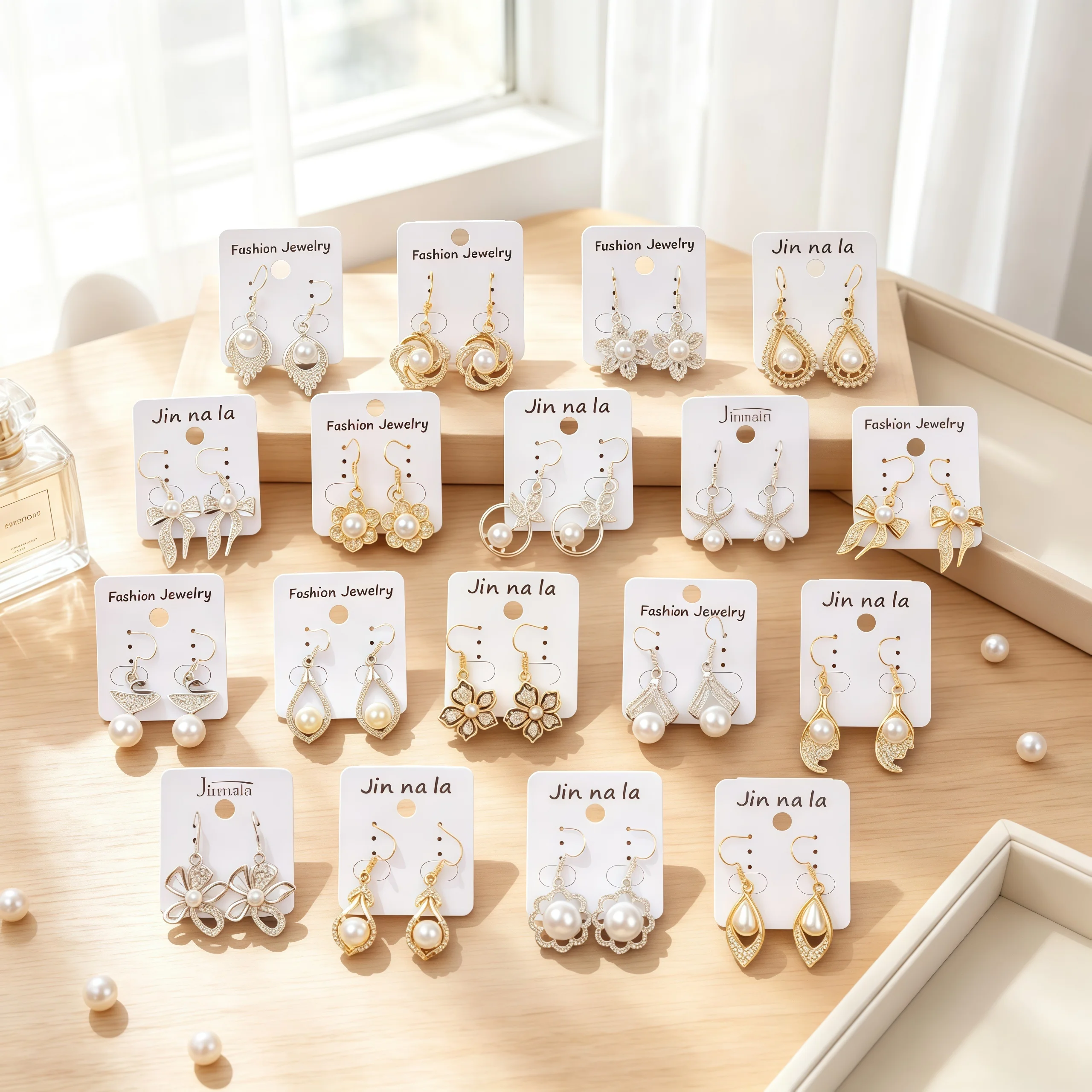 12Pairs/Lot Fashion Geometric Simple Imitation Pearl Earrings For Women Flower Heart Mix Style Charming Jewelry Festival Gift