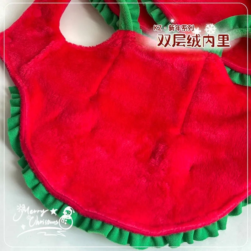 Fleece Christmas Dog Dresses Strap Autumn Winter Dog Clothing Skirt Cat Pet Clothing Cosplay Christmas Clothes for Small Dog