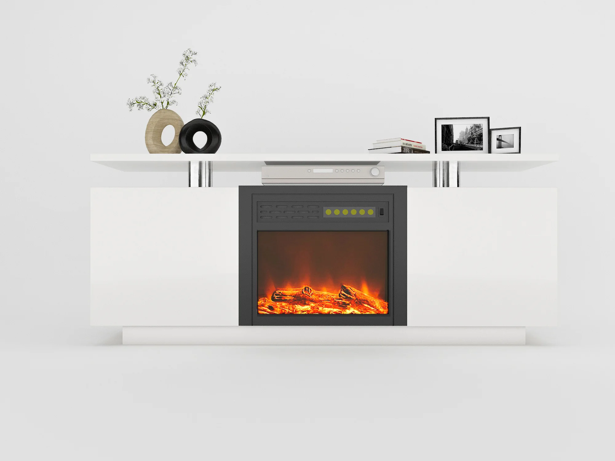 160CM high gloss TV cabinet tv unit with fireplace have heat and flame color changes