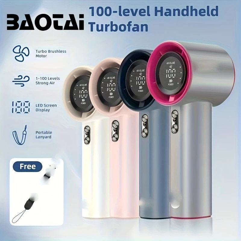

Портативный вентилятор 4000 мАч с турбонаддувом, цифровым и LED-дисплеем, 100 скоростей, сверхдолгое время работы от батареи, для путешествий и активного отдыха