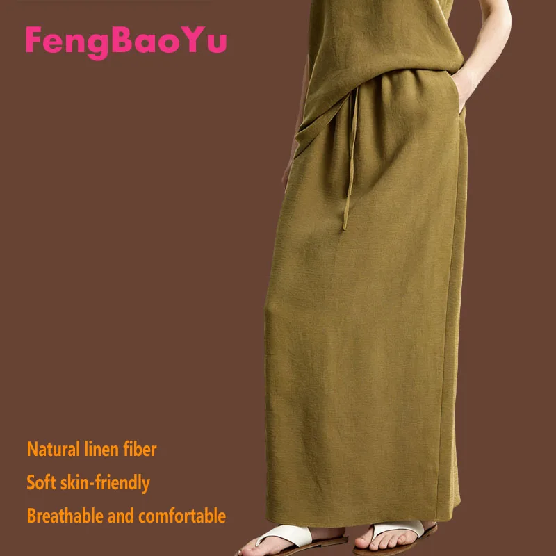 

Натуральная женская полуюбка Fengbaoyu 100% с эластичным поясом и завязками для активного отдыха и путешествий весна-осень