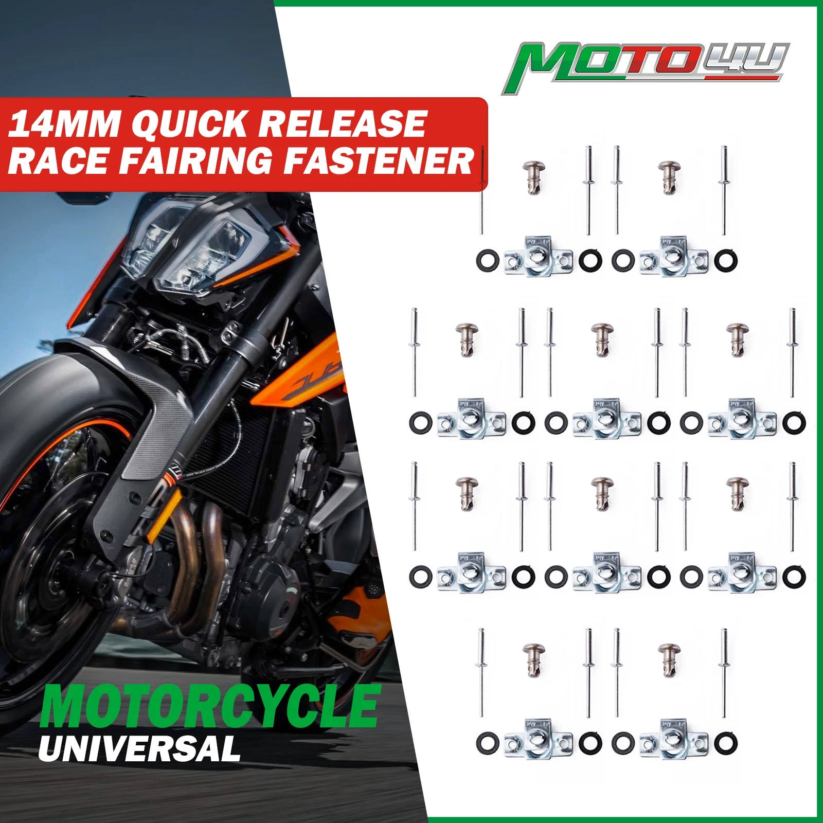 

14mm Universal Quick Release Race Fairing Fastener Rivet Motorcycle shell Mounting Screws 10Sets