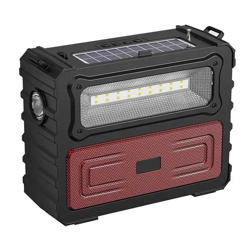 DV-690 Solar Charging Wireless Speaker with Two LED Lights Outdoor Camping Multi-function Bluetooth Soundbox Portable FM Radio