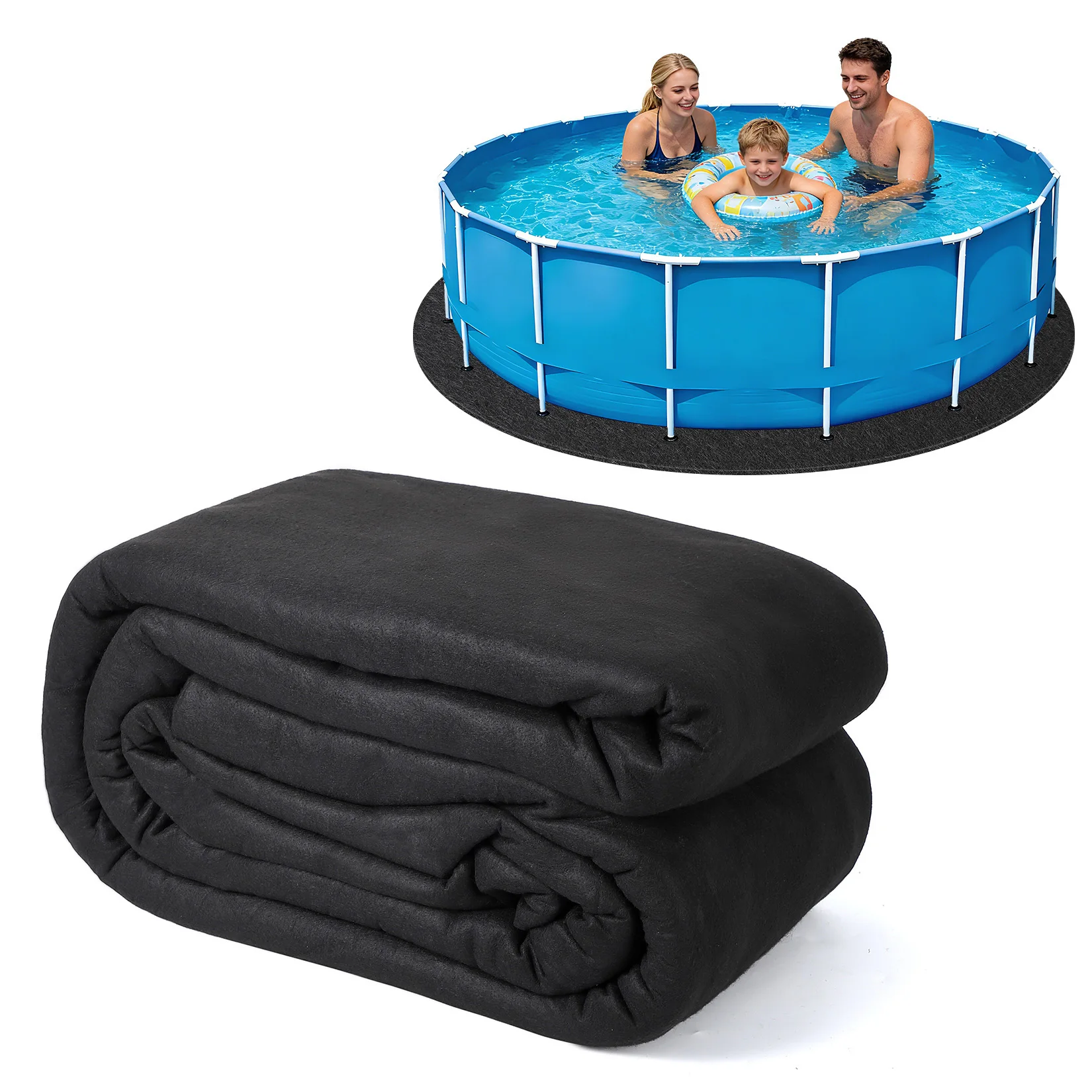 Strapazierfähige, nicht gewebte Poolauskleidungsmatte für Aufstellpools – Langlebige, durchstichfeste Unterlage, wasserdichter Bodenschutz für Familien-Schwimmbecken, rund/quadratisch/oval