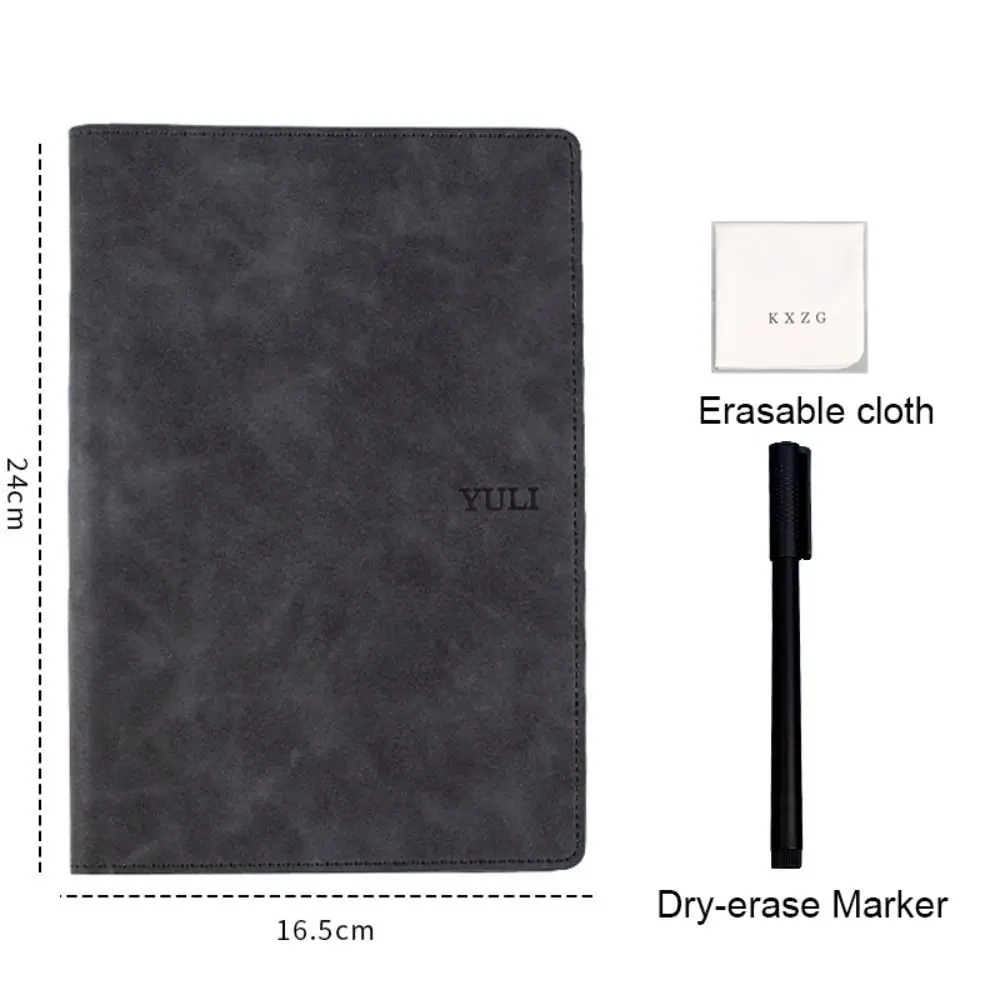 Reusable A5 Whiteboard Notebook Leather With Whiteboard Pen Erasable Whiteboard Draft Stationery With Erasing Cloth Memo Pad