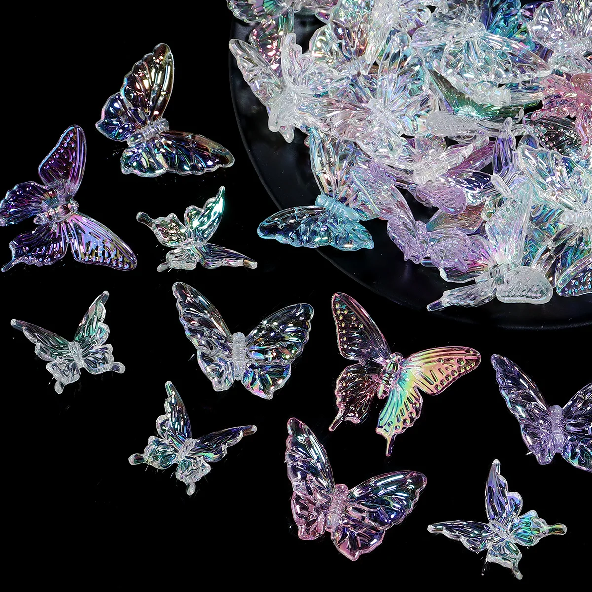 10Pcs/Lot Acrylic Three-dimensional Color Coated Butterfly With Hole Beads DIY Handicrafts Decorating Supplies Home Decoration image 4