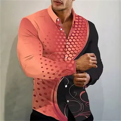 2024 New Multi Color Polka Dot Printed Shirt Fashion Luxury Social Men's Collar Party Long Sleeve Shirt Plus Size XS-6XL