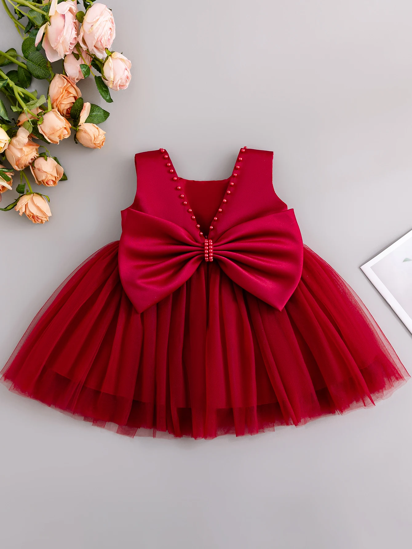 Bow Wholesale Fancy Wedding Beautiful Fashion Cute Baby Girls Flower Baby Girl Dress New Design High Quality Satin