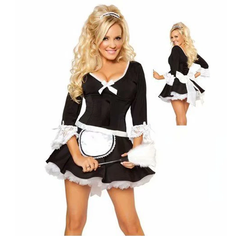 Multiple Lady Erotic French Maid Costume Victorian Servant Valentine\'s Day Gift Cosplay Carnival Halloween Fancy Party Dress