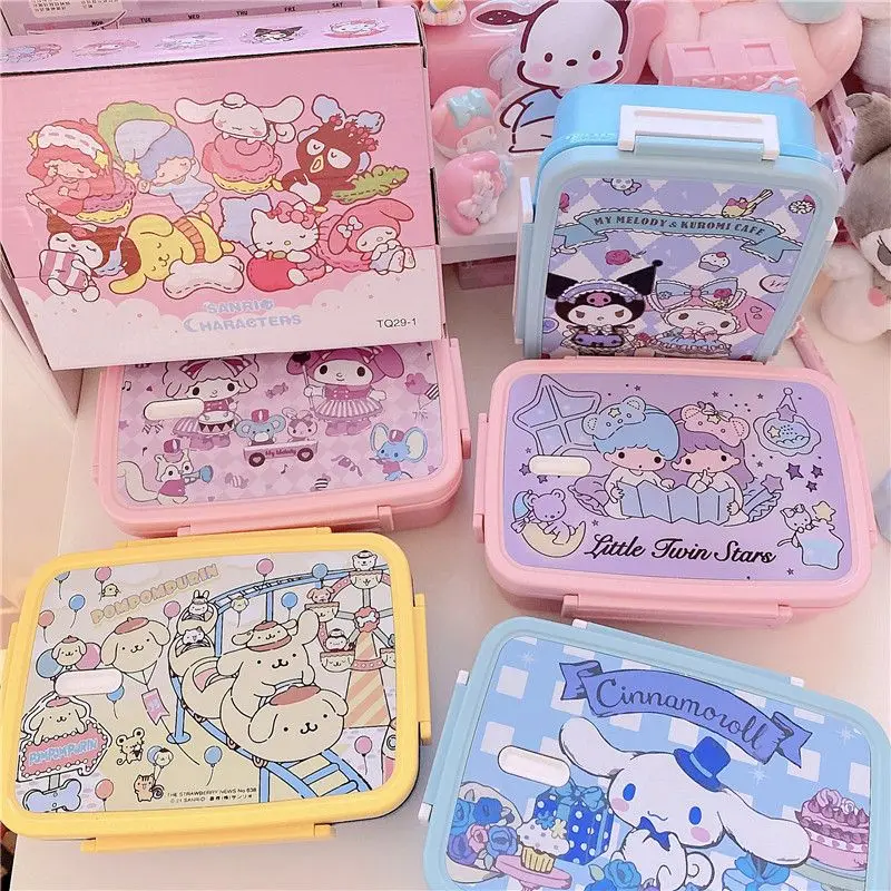 

Sanrio anime cartoon Melody Kuromi Cinnamoroll Pochacco 304 stainless steel insulated lunch box student compartment lunch box