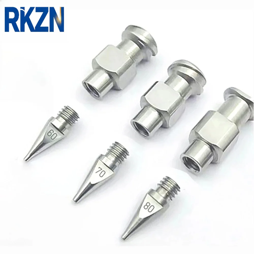 RKZN High Precision One-Piece Glue Dispensing Needle, Double Thread Tapered Needle Tip Integrated Conical, 304Stainless Steel