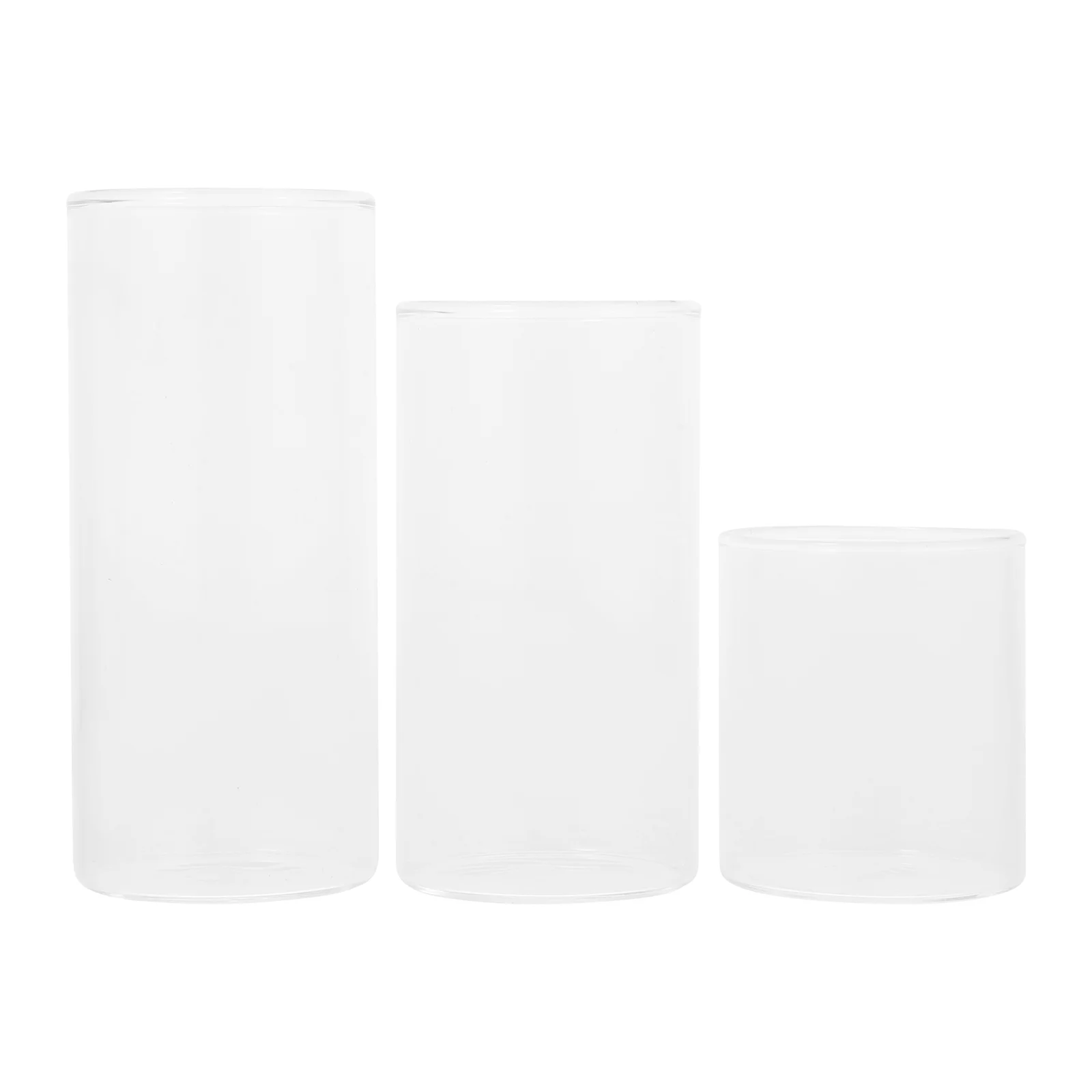 

3 Pcs Glass Holder Christmas Decor Wedding Pillar Holders Clear Tealight Dining Table