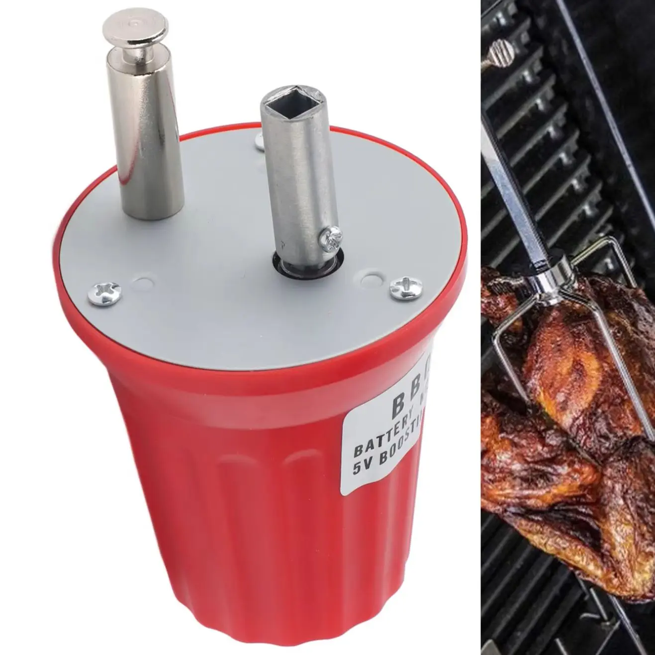 Motor elétrico de rotisserie para churrasco 5V-12V – Rotador de cuspe para grelha USB de alto torque com reforço de energia para assar