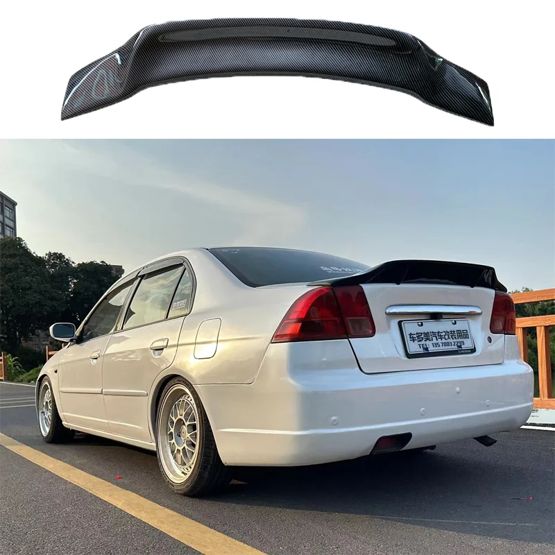 

For 2003-2007 Honda's Seventh Generation Civic 100% Real Carbon Fiber Highquality Rear Spoiler Trunk Lid Diffuser R Styl