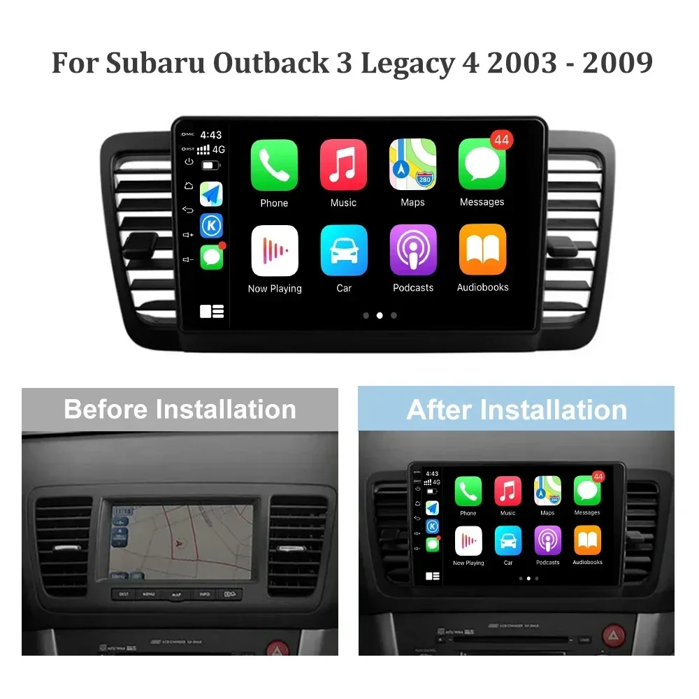 9 inch 2 Din Android 13 Screen 4G+WiFi carplay Car Radio Multimedia Navigation GPS For Subaru Outback 3 Legacy 4 Year 2003-2009