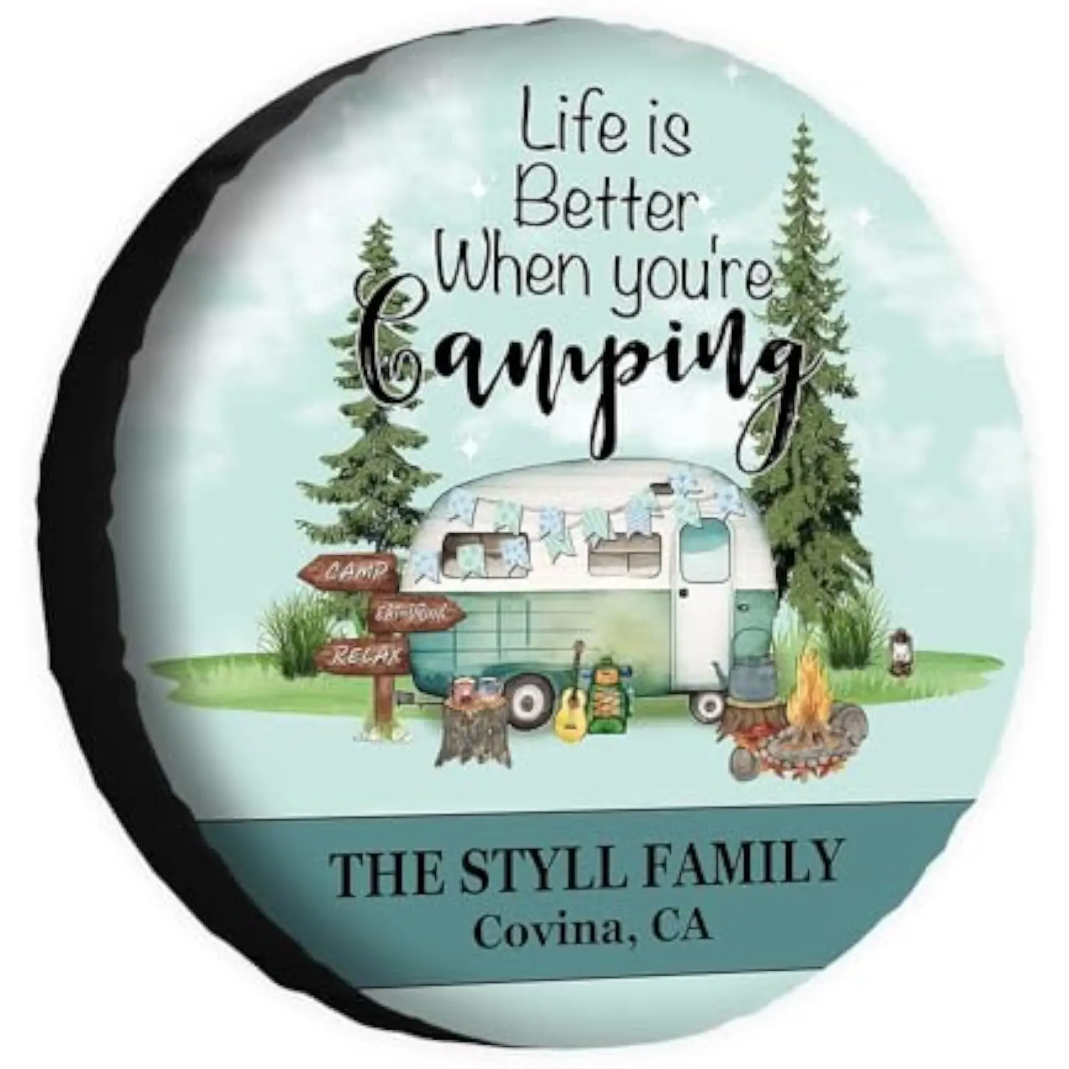 

Жизнь лучше, когда ты кемпинговый чехол для шин, индивидуальный защитный чехол для прицепа для внедорожника, грузовика, кемпера, запасное колесо