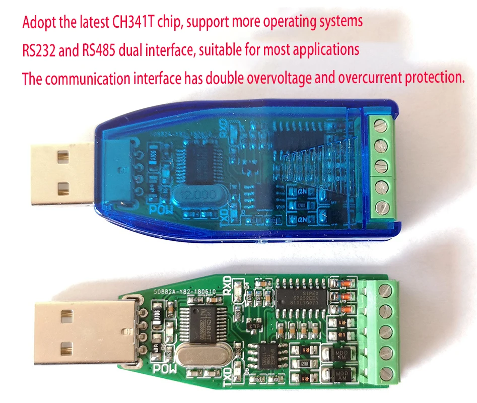 USB to 485 USB to 232 Industrial grade usb to serial usb serial converter CH341 two-way transparent transmission