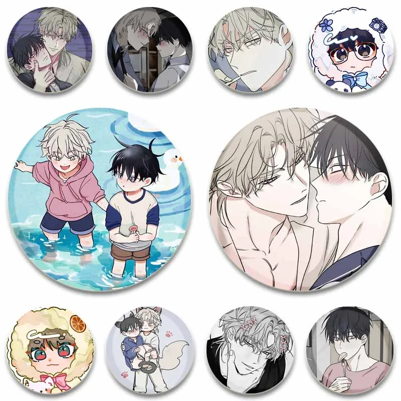 Cute Korea Manhwa Lapel Pin Round Jewelry Brooch on Bag Clothes Decor Cartoon Taeju YEO Euihyun KIM Badge Fans Collection Gifts
