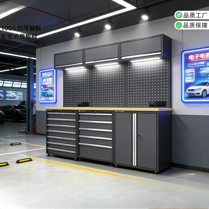 

Рабочая станция для авторемонта, комбинированный шкаф для инструментов, верстак с деревянной столешницей для тяжелых работ в мастерской