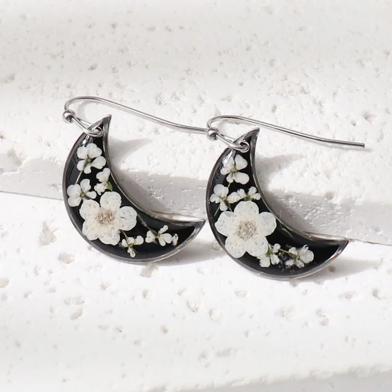 Pressed Flower Geometric Earrings Epoxy Resin Jewelry For Women 18