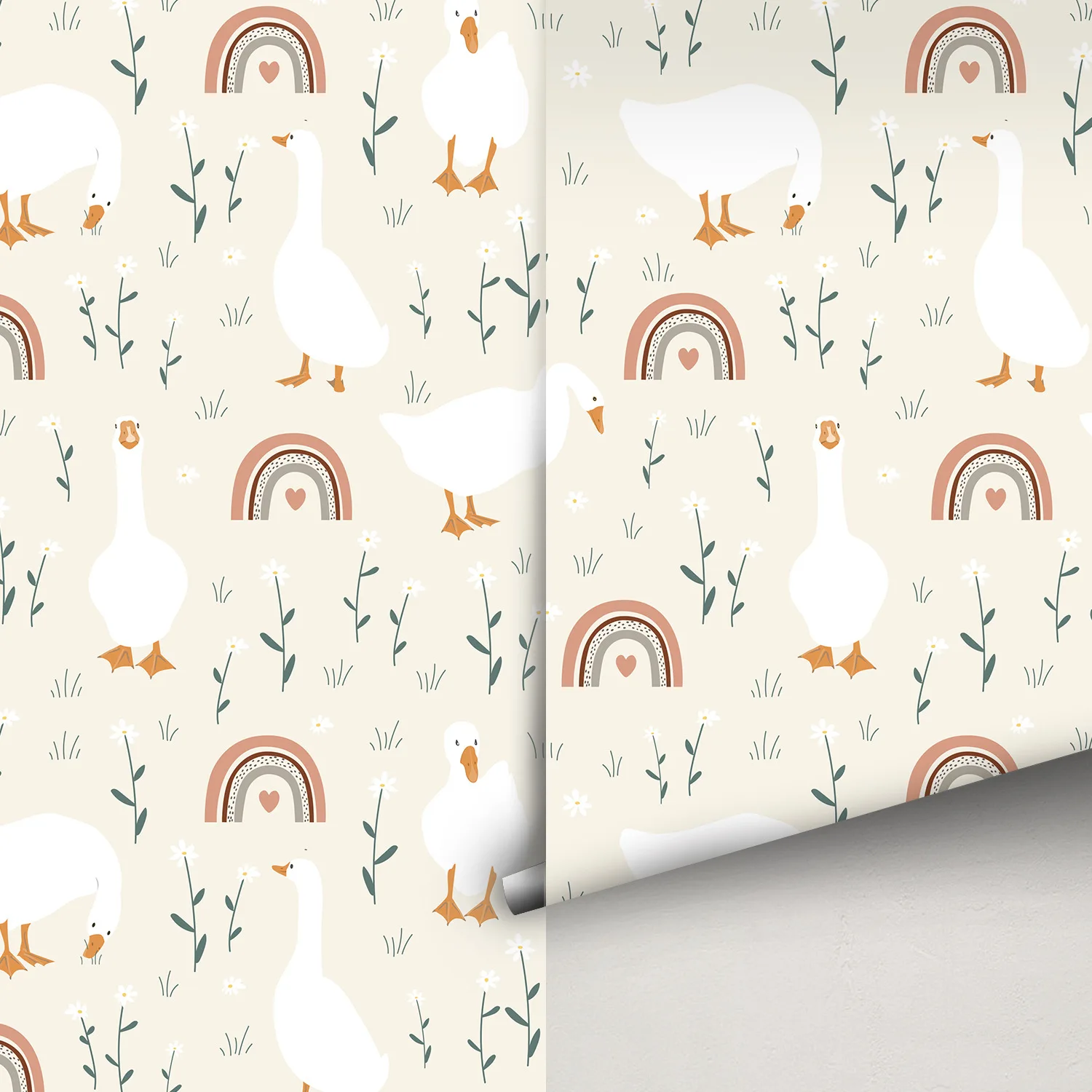 

Обои с сельскохозяйственными животными, отклеивающиеся и приклеиваемые обои в стиле бохо, радужный цветочный гусь, контактная бумага, самоклеящиеся обои для детей, шкафы для спальни
