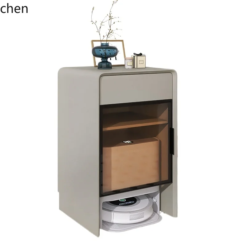 ZMLall solid wood sweeping robot cabinet storage cabinet paint movable side cabinet decoration