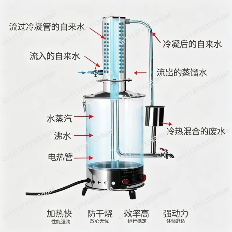 Laboratory stainless steel electric water distiller household anti-dry burning water cut off automatic control