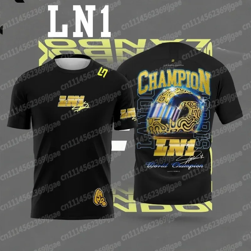 New Racing Themed Lando Norris T-shirt, 3D Printed Pattern, Breathable Sportswear, Extreme Sports Style Family Top Short Sleeved
