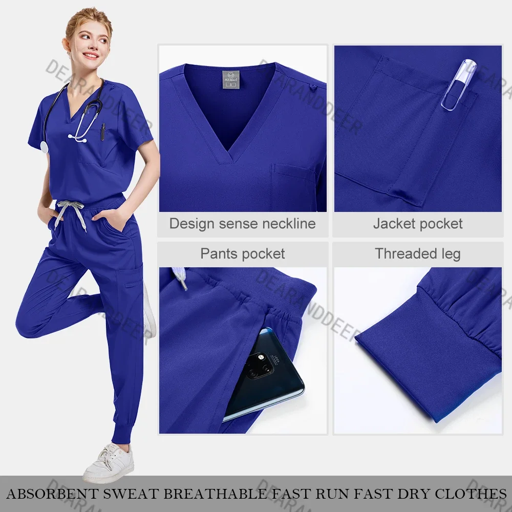 Surgical top pocket straight-leg pants wrinkle-resistant high-grade fabric clinical uniform washable nurse medical surgical set