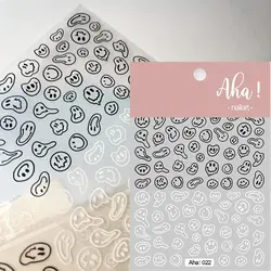 Graffiti Fun Nail Art Sticker Abstract Smiling Face Decal 3D Self-Adhesive Trend Charm AHA022 Twisted Smiling Face Nail Sticker
