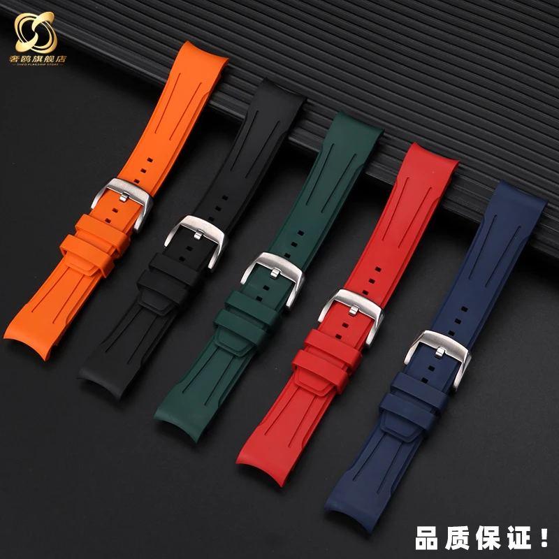Curved end Fluoro rubber watch strap 22mm Men's For Citizen Blue Angel second generation jy8078 watchband Stainless steel buckle image 3