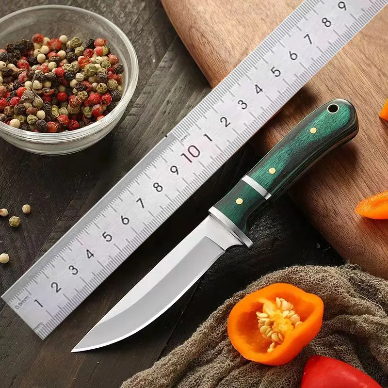 1pc, kitchen knife, peeling knife, fruit knife steak knife, colored wood handle, suitable for family, barbecue