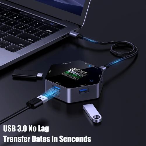 Imagen 2 del producto CoolFish-estación de acoplamiento USB HUB tipo C, pantalla inteligente 4K 60 hdtv 8 en 1, divisor de concentrador multipuerto, extensor USB de carga PD