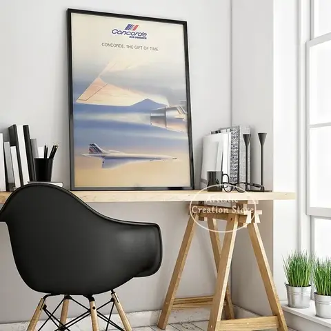 Art Canvas Painting Vintage Concorde Supersonic Aviation Poster Airplane Print Living Room Bedroom Wall Home Decoration Travel