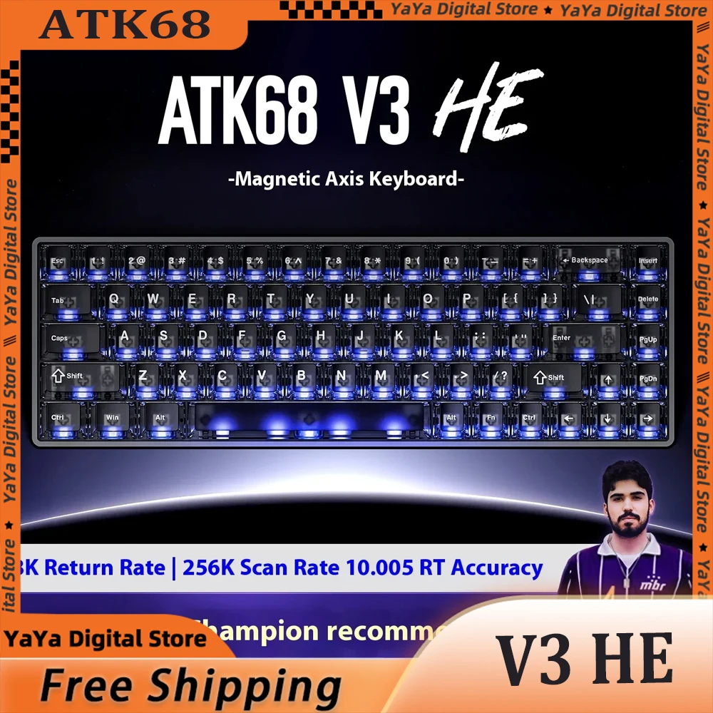 

ATK68 V3 HE Magnetic Switch Keyboard CNC Aluminium Alloy 8000hz RGB Hot Swap 0.08ms Ultra-low Latency Wired Game Keyboards Gift