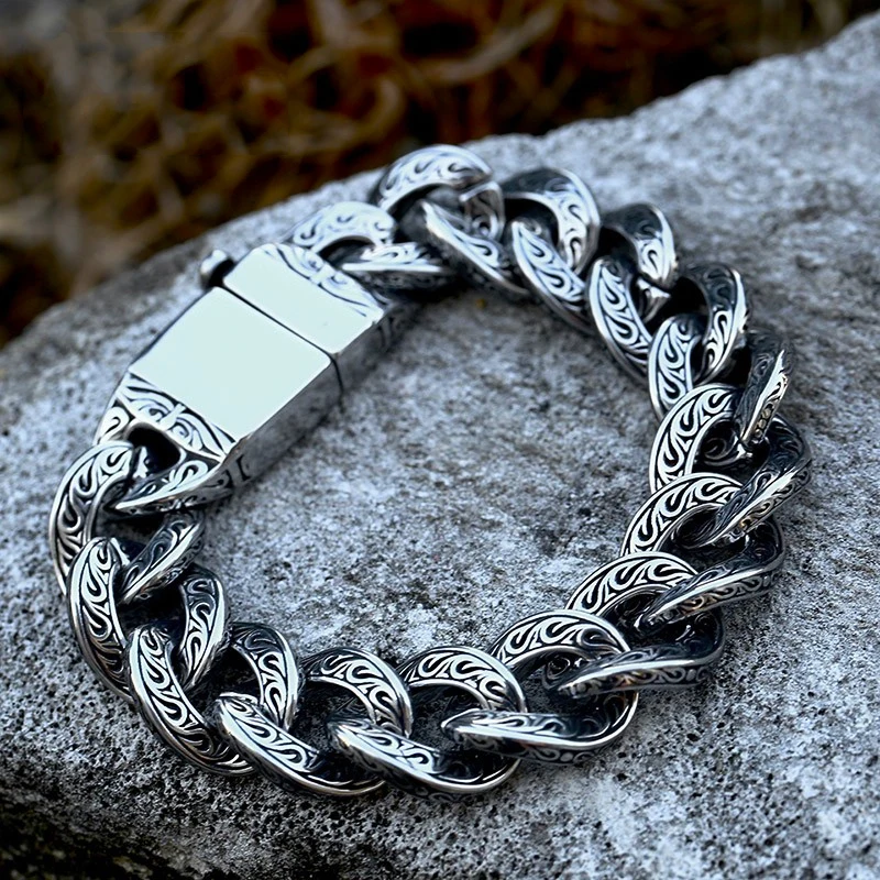 

Fashion 316L Stainless Steel Cuban Chain Bracelet for Men Viking Celtic Bracelet Punk Hip-hop High-quality Jewelry Dropshipping