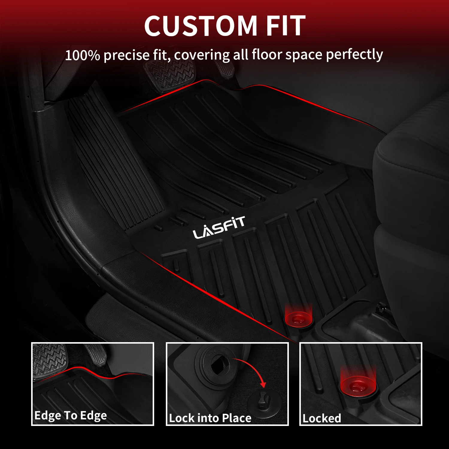 سجادات أرضية LASFIT لسيارة Toyota Highlander 2014-2019 (تناسب البنزين، غير مناسبة للهجينة) بطانات أرضية TPE لجميع الأحوال الجوية الصف الأول والثاني