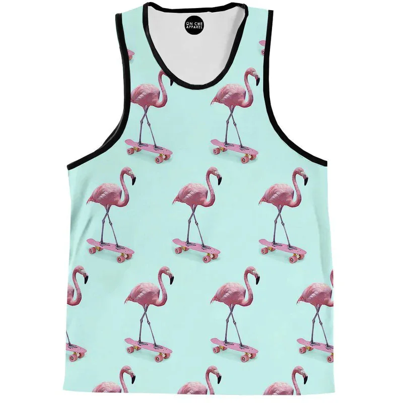 Flamingos Starry Night 3d Print Tank Tops Men Women Fashion Floral Shirts Y2k Tops Graphs T-shirts Cool Hawaii Beach Vest Tees