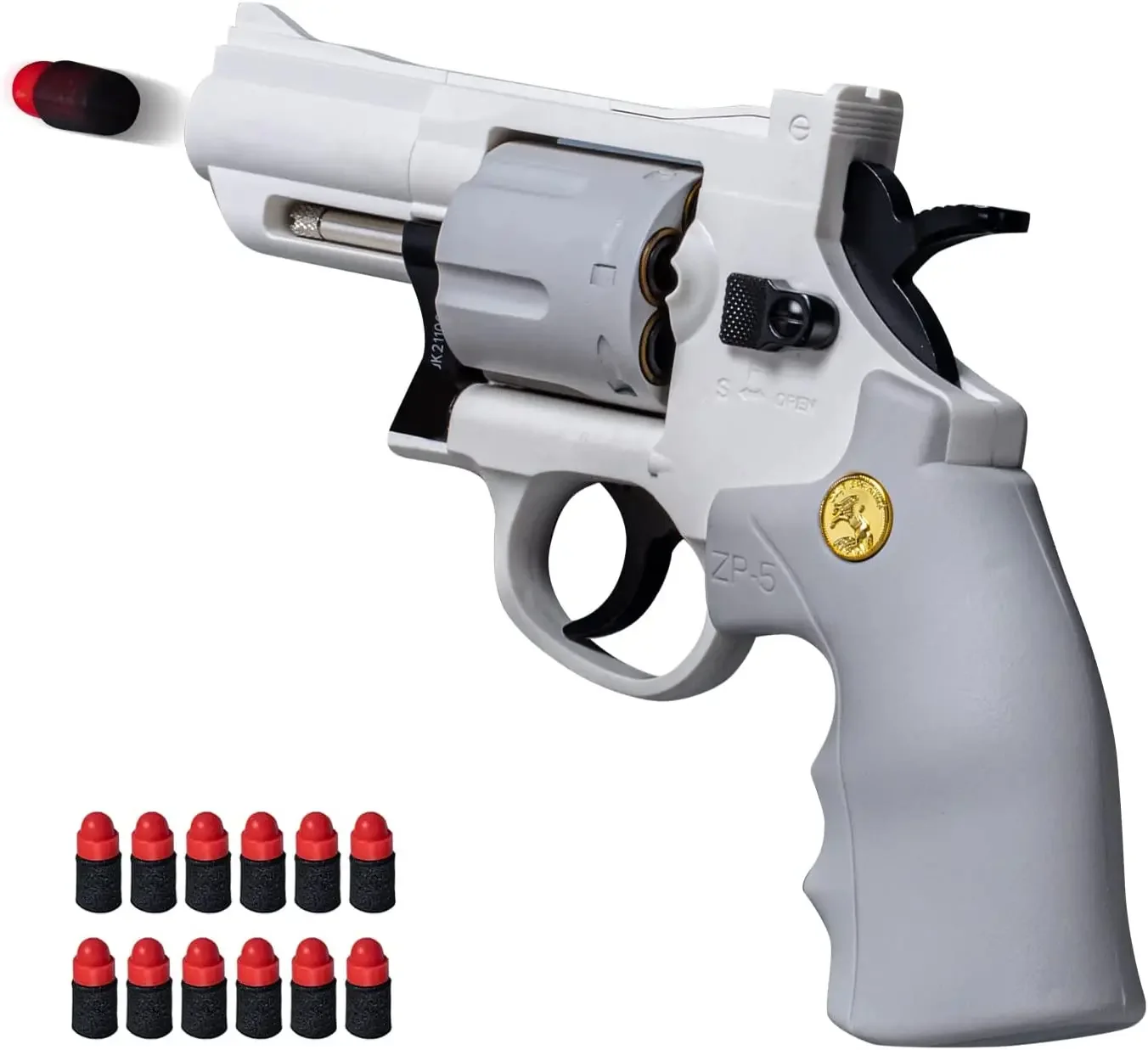 ZP5 357 Revolver Mechanical Automatic Launcher Continuous Firing Pistol Soft Dart Bullet Toy Gun CS Outdoor Weapon for Kid Adult