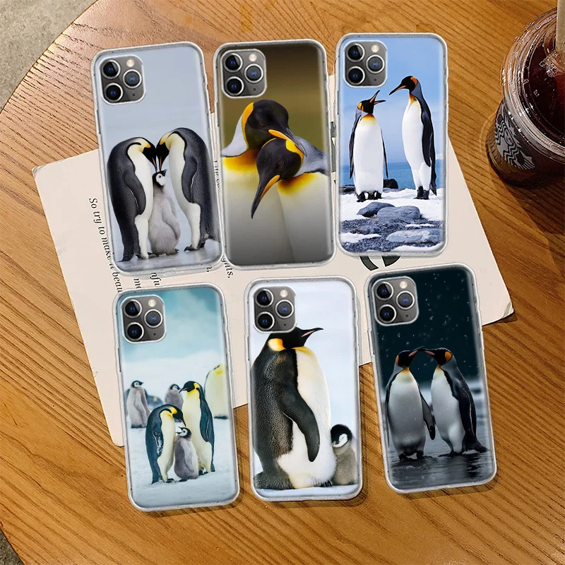 Penguins Love at the North Pole Phone Case For Iphone 14 13 15 16 Pro Max Plus Apple 11 12 Mini X XS Max XR Clear Cover Shell Co