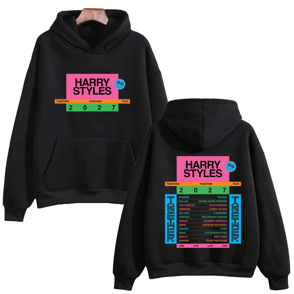 tribute to Harry Styles tour poster print color block graphic hoodie 2D print pullover sweatshirt concert for men women top 2026