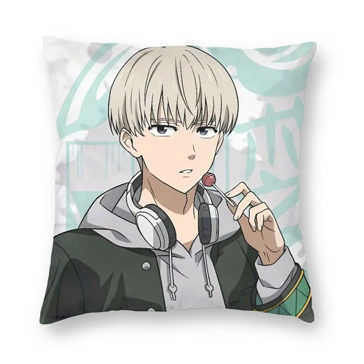 Kaji Ren Anime Wind Breaker Square Pillowcase Pillow Cover Cushion Zip Decorative Comfort Throw Pillow for Home Living Room