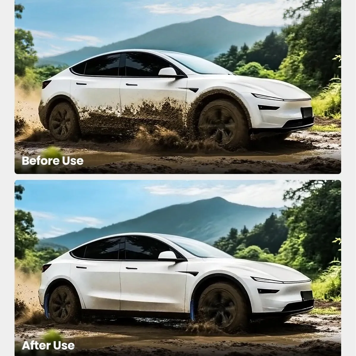 Tesla Model Y Juniper 2025 머드 가드 머드 플랩 Anti-Snow Anti-Sand Splash 전면 후면 머드 플랩 가드 자동차 액세서리 썸네일 6